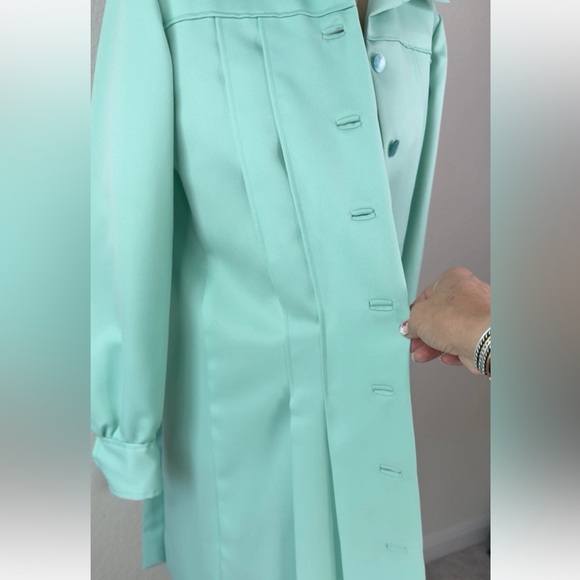 Vintage MOD Mint Green Handmade Pintuck Button Front Dress Jacket Women's M - Picture 4 of 7